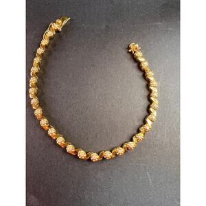 Vintage 28 diamond tennis bracelet in yellow gold over sterling silver 7.5 inch